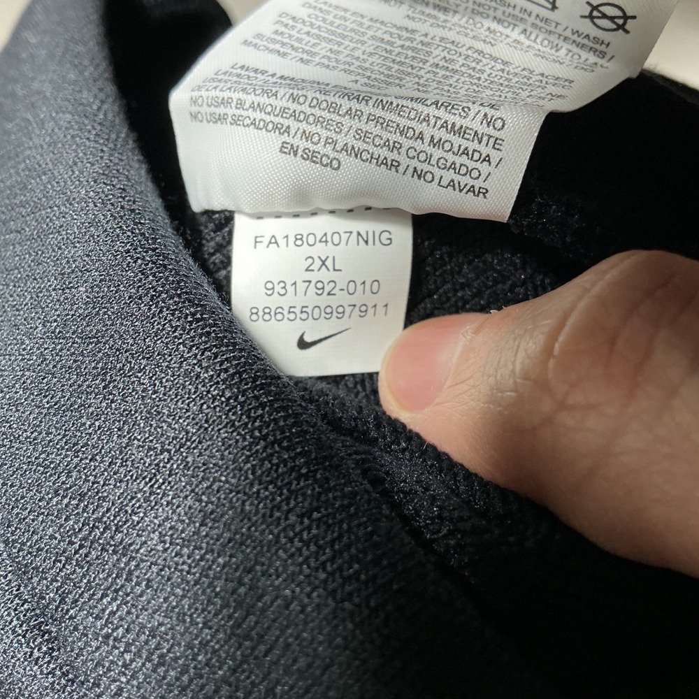 Nike Full Zip Hoodie Mens XXL Black Grey Dri-FIT Raglan Training Jacket Hood - Picture 8 of 8